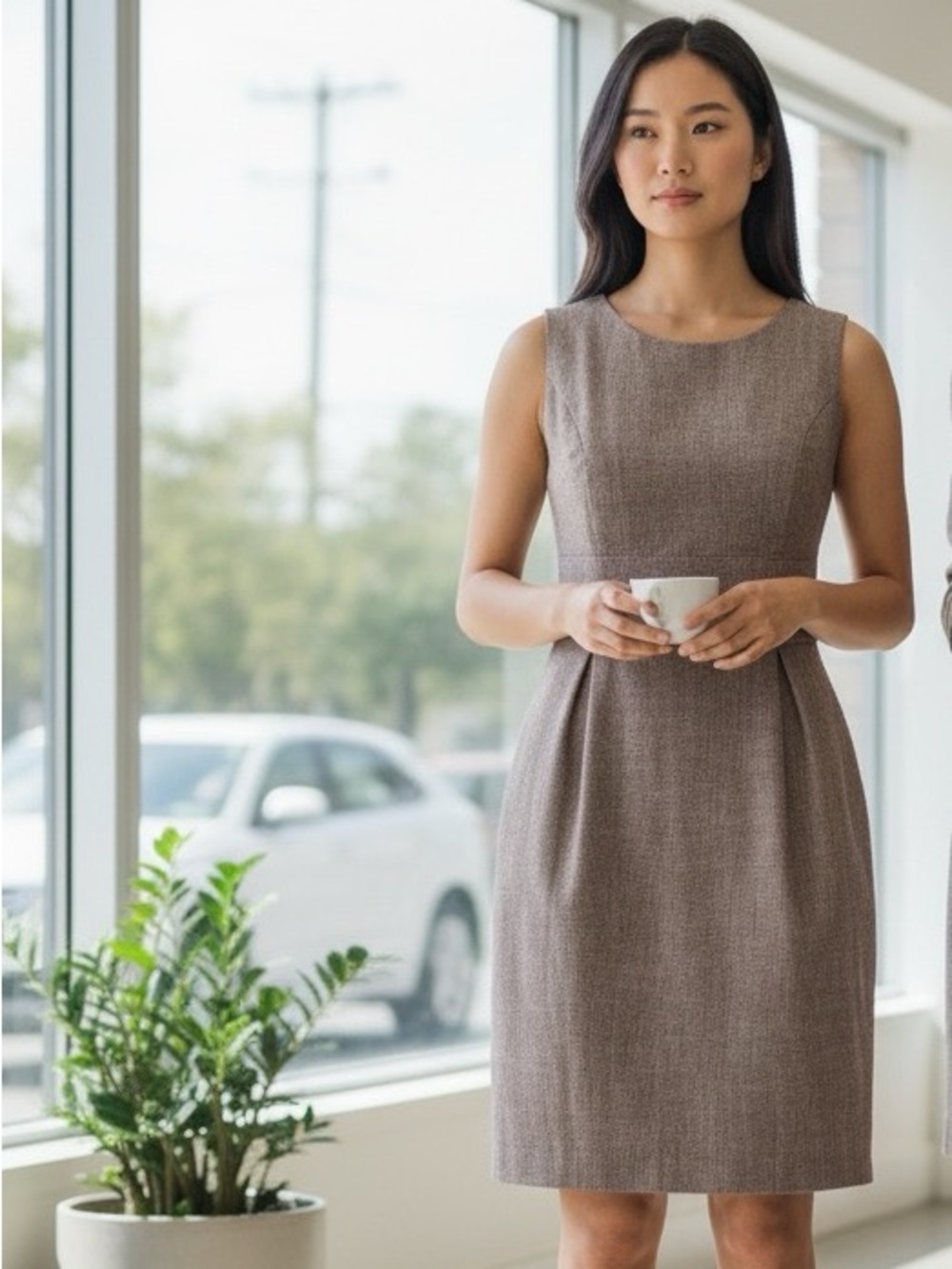 BCX Brown Sleeveless Midi Dress